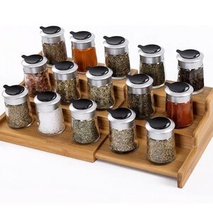 Seville Classics Bamboo Premium Wood 3-Tier Step Shelf Spice Storage Rack